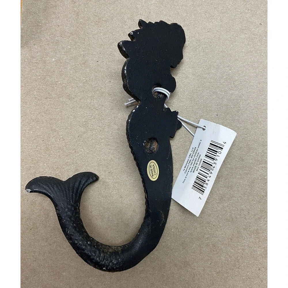 CBK Brown Mermaid Cast Iron Wall Hook Bathroom Coastal Beach Decor 7 inch
